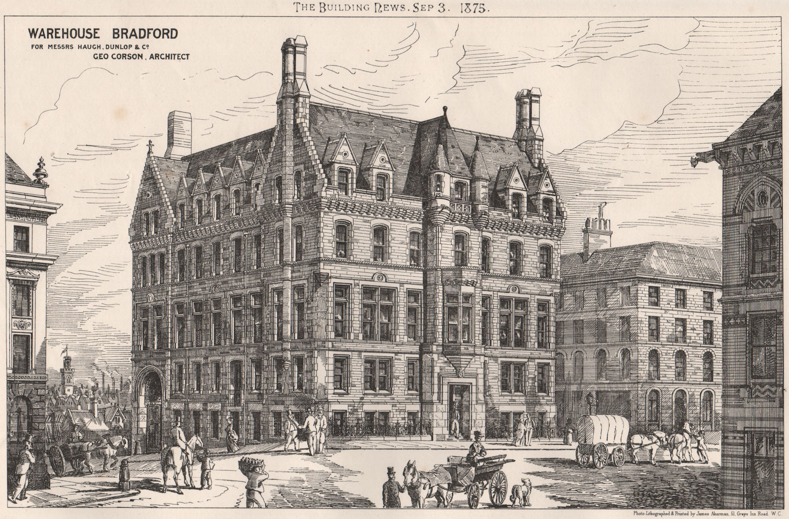 Warehouse, Bradford for Haugh, Dunlop & Co; Geo Corson Archt. Yorkshire 1875